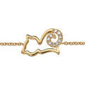 Bracelets sur Artemare : Bracelet en plaqu&eacute; or cha&icirc;ne avec chat ajour&eacute; stylis&eacute; avec queue orn&eacute;e d'oxydes blancs - longueur 16cm + 2cm de rallonge