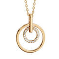 Colliers sur Artemare : Collier en plaqu&eacute; or cha&icirc;ne avec pendentif 1 anneau lisse et 1 anneau orn&eacute; d'oxydes blancs &agrave; l'int&eacute;rieur - longueur 45cm
