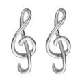 Boucles d'oreilles en argent rhodi&eacute; clef de sol et fermoir poussette Artemare