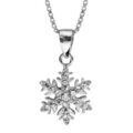 Colliers sur Artemare : Collier en argent rhodi&eacute; cha&icirc;ne avec pendentif flocon de neige orn&eacute; d'oxydes blancs sertis - longueur 42cm + 3cm de rallonge