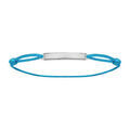 Bracelets sur Artemare : Bracelet en argent rhodi&eacute; cordon bleu ciel coulissant avec plaque rectangulaire longue au milieu