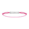 Bracelets sur Artemare : Bracelet en argent rhodi&eacute; cordon rose coulissant avec plaque rectangulaire longue au milieu