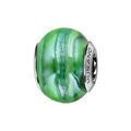 Bracelets sur Artemare : Charms Thabora en argent rhodi&eacute; et verre de Murano v&eacute;ritable nacr&eacute; vert