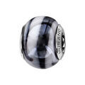 Charms Thabora en argent rhodi&eacute; et verre de Murano v&eacute;ritable nacr&eacute; z&eacute;br&eacute; noir et blanc
