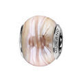 Charms Thabora en argent rhodi&eacute; et verre de Murano v&eacute;ritable nacr&eacute; rose p&acirc;le