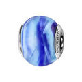 Charms Thabora en argent rhodi&eacute; et verre de Murano v&eacute;ritable nacr&eacute; bleus Artemare