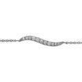Bracelets sur Artemare : Bracelet en argent rhodi&eacute; cha&icirc;ne avec au milieu 1 vague en oxydes blancs - longueur 16cm + 2cm de rallonge