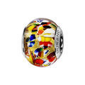 Bracelets sur Artemare : Charms Thabora en argent rhodi&eacute; et verre de Murano v&eacute;ritable dor&eacute; mouchet&eacute; blanc, rouge, bleu fonc&eacute;, vert et marron