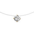Colliers sur Artemare : Collier en plaqu&eacute; or fil en nylon avec pendentif oxyde blanc solitaire de 7mm - longueur 42cm