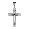Pendentif en acier croix avec striures sur les bords et croix superpos&eacute;e au milieu