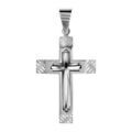 Pendentif en acier croix avec striures sur les bords et croix superpos&eacute;e au milieu Artemare
