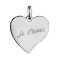 Pendentif en argent rhodi&eacute; coeur grav&eacute; "Je t'aime" Artemare