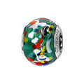 Charms Thabora en argent rhodi&eacute; et verre de Murano v&eacute;ritable vert mouchet&eacute; rouge, blanc, noir, jaune, rose et bleu