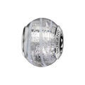 Charms Thabora en argent rhodi&eacute; et verre de Murano v&eacute;ritable blanc et feuille argent&eacute;e
