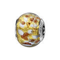 Charms Thabora en argent rhodi&eacute; et verre de Murano v&eacute;ritable dor&eacute; mouchet&eacute; blanc et cuivr&eacute;
