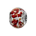 Bracelets sur Artemare : Charms Thabora en argent rhodi&eacute; et verre de Murano v&eacute;ritable argent&eacute; mouchet&eacute; cuivr&eacute; et rouge