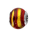 Charms Thabora en argent rhodi&eacute; et verre de Murano v&eacute;ritable rouge z&eacute;br&eacute; dor&eacute;