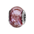 Charms Thabora en argent rhodi&eacute; et verre de Murano v&eacute;ritable rouge paillet&eacute; nacr&eacute;