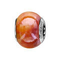 Bracelets sur Artemare : Charms Thabora en argent rhodi&eacute; et verre de Murano v&eacute;ritable jaune et rouge orang&eacute; nacr&eacute;