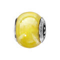 Charms Thabora en argent rhodi&eacute; et verre de Murano v&eacute;ritable jaune nacr&eacute;