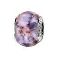 Charms Thabora en argent rhodi&eacute; et verre de Murano fond rose avec touches de parme et violet