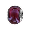 Charms Thabora en argent rhodi&eacute; et verre de Murano v&eacute;ritable violet nacr&eacute;