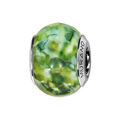 Bracelets sur Artemare : Charms Thabora en argent rhodi&eacute; et verre de Murano v&eacute;ritable verts nacr&eacute;s