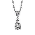 Collier en argent rhodié chaîne avec pendentif oxyde blanc en forme de goutte retenant 2 oxydes ronds blancs sertis - longueur 42cm + 4cm de rallonge Colliers sur Artemare : Collier en argent rhodié chaîne avec pendentif oxyde blanc en forme de goutte retenant 2 oxydes ronds blancs sertis - longueur 42cm + 4cm de rallonge