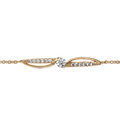 Bracelets sur Artemare : Bracelet en plaqu&eacute; or cha&icirc;ne avec au milieu 1 brin lisse et 1 rail d'oxydes crois&eacute;s avec 1 oxydes blancs serti au milieu - longueur 16cm + 2cm de rallonge