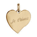 Pendentif en plaqu&eacute; or coeur grav&eacute; "Je t'aime"