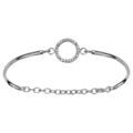 Bracelets sur Artemare : Bracelet jonc en argent rhodi&eacute; avec anneau orn&eacute; d'oxydes blancs sertis au milieu et cha&icirc;nette de rallonge