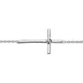 Bracelet en argent rhodi&eacute; cha&icirc;ne avec croix lisse couch&eacute;e et 1 oxyde blanc serti &agrave; l'intersection - longueur 15,5cm + 2cm de rallonge Artemare