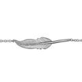 Bracelets sur Artemare : Bracelet en argent rhodi&eacute; cha&icirc;ne avec plume couch&eacute;e et nervur&eacute;e au milieu - longueur 15cm + 2cm de rallonge