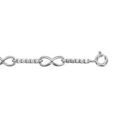 Bracelets sur Artemare : Bracelet en argent rhodi&eacute; alternance de rails d'oxydes blancs sertis et symboles infini - longueur 17cm + 1cm de rallonge
