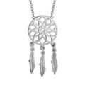 Collier en argent rhodié chaîne avec pendentif attrape rêve avec 3 plumes suspendues - longueur 37cm + 4cm de rallonge Colliers sur Artemare : Collier en argent rhodié chaîne avec pendentif attrape rêve avec 3 plumes suspendues - longueur 37cm + 4cm de rallonge