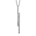 Colliers sur Artemare : Collier en argent rhodi&eacute; forme cravate cha&icirc;ne avec 2 b&acirc;tons superpos&eacute;s, 1 lisse et l'autre orn&eacute; d'oxydes blancs sertis - longueur 38cm + 4cm de rallonge