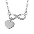 Colliers sur Artemare : Collier en argent rhodi&eacute; cha&icirc;ne avec pendentif symbole infini orn&eacute; d'1 coeur lisse suspendu - longueur 42cm + 3cm de rallonge