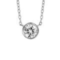 Colliers sur Artemare : Collier en argent rhodi&eacute; cha&icirc;ne avec pendentif oxyde rond blanc diam&egrave;tre 5mm serti clos - longueur 40cm + 4cm de rallonge