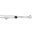 Bracelet en argent rhodi&eacute; 3 cha&icirc;nes agr&eacute;ment&eacute;es d'oxydes noirs et blancs - longueur 16cm + 3cm de rallonge