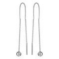 Boucles d'oreille sur Artemare : Boucles d'oreilles passantes en argent rhodi&eacute; avec 1 baguette &agrave; l'extr&eacute;mit&eacute; d'une cha&icirc;ne et petite boule lisse &agrave; l'extr&eacute;mit&eacute; de l'autre