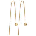 Boucles d'oreille sur Artemare : Boucles d'oreilles passantes en plaqu&eacute; or cha&icirc;nette avec boule lisse &agrave; 1 extr&eacute;mit&eacute; et baguette &agrave; l'autre