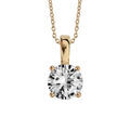 Collier en plaqu&eacute; or cha&icirc;ne avec pendentif oxyde rond blanc de 6mm Artemare