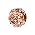 Charms Thabora en argent et dorure rose boule avec &eacute;cailles orn&eacute;es d'oxydes blancs Artemare