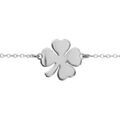 Bracelet en argent rhodié chaîne avec au milieu trèfle à 4 feuilles lisse - longueur 16cm + 3cm de rallonge Bracelets sur Artemare : Bracelet en argent rhodié chaîne avec au milieu trèfle à 4 feuilles lisse - longueur 16cm + 3cm de rallonge