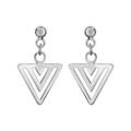 Boucles d'oreilles pendantes en argent rhodi&eacute; cha&icirc;nette avec triangle suspendu et fermoir poussette