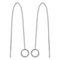 Boucles d'oreilles traversantes en argent rhodi&eacute; cha&icirc;nette avec baguette &agrave; 1 extr&eacute;mit&eacute; et anneau &agrave; l'autre