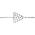 Bracelet en argent rhodi&eacute; cha&icirc;ne avec triangle ajour&eacute; en pointes - longueur 16cm + 2cm de rallonge