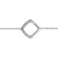 Bracelet en argent rhodi&eacute; cha&icirc;ne avec carr&eacute; ajour&eacute; avec moiti&eacute; orn&eacute;e d'oxydes blancs sertis au milieu - longueur 16cm + 2cm de rallonge Artemare