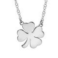 Collier en argent rhodi&eacute; cha&icirc;ne avec pendentif plaque en forme de tr&egrave;fle &agrave; 4 feuilles - longueur 42cm + 3cm de rallonge Artemare