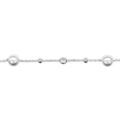 Bracelet en argent rhodi&eacute; cha&icirc;ne avec alternance de petites boules lisses, de 2 perles blanches synth&eacute;tiques et d'oxydes blancs sertis clos - longueur 16cm + 3cm de rallonge Artemare